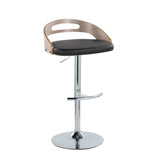 Cassis - Adjustable Swivel Barstool (Set of 2) - Chrome Metal Frame And Light Gray Wood