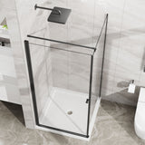 Corner Shower Enclosure, Frameless Pivot Door - Matte Black