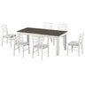 7 Piece Dining Set With Extendable Table, 2 Drawers & 6 Upholstered Chairs