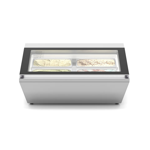 31 in. Countertop Ice Cream Display case with 4 Pans and Glass Sneeze Guard in Stainless-Steel (KM-CGD-8HP)