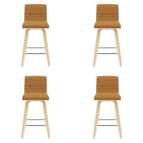 Vienna - 35.5" Swivel Counter Height Square Back Wood Bar Stool With Faux Leather Seat