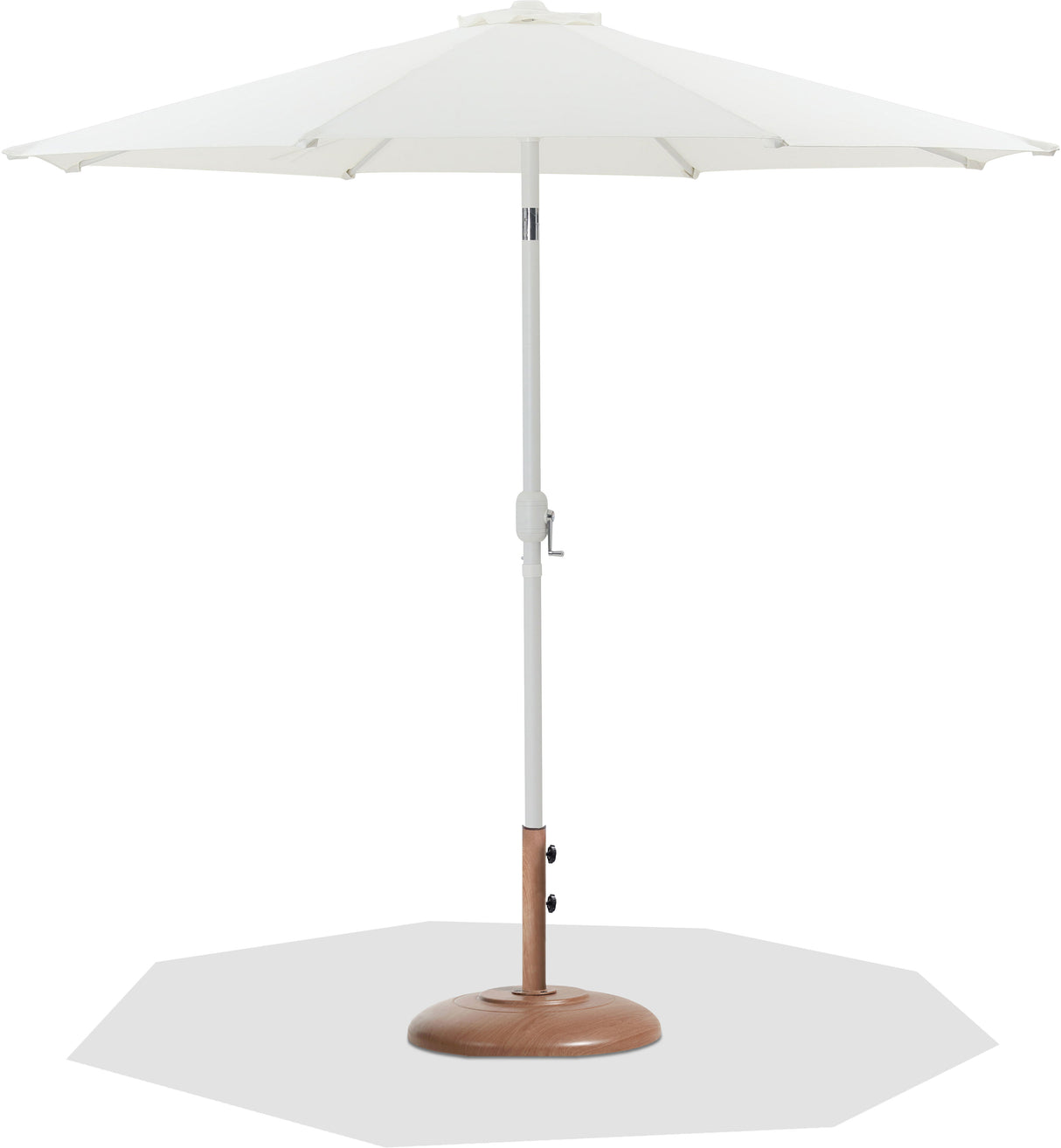 Fiji - Aluminum Patio Umbrella With Round Teak And White Base