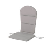 Outdoor Adirondack Chair Cushion With Water Resistant Fabric And Ties - Gray