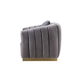 Elchanon - Loveseat With 2 Pillows - Gray Velvet & Gold