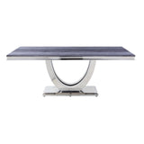 Cambrie - Dining Table With Engineered Stone Top - Engineered Stone Top & Mirrored Silver