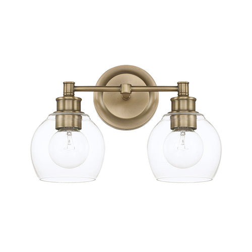 Capital Lighting 121121AD426 Mid-Century 2 Bulb Bathroom Light - Aged Brass