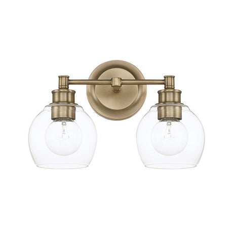 Capital Lighting 121121AD426 Mid-Century 2 Bulb Bathroom Light - Aged Brass