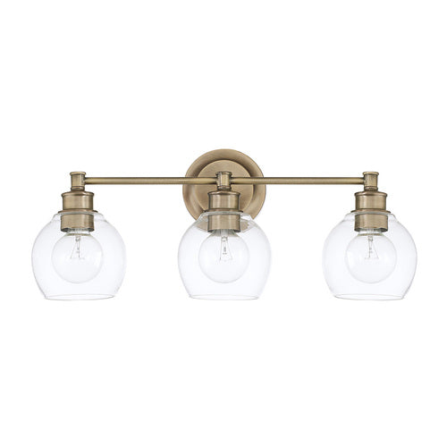 Capital Lighting 121131AD426 Mid-Century 3 Bulb Bathroom Light - Aged Brass