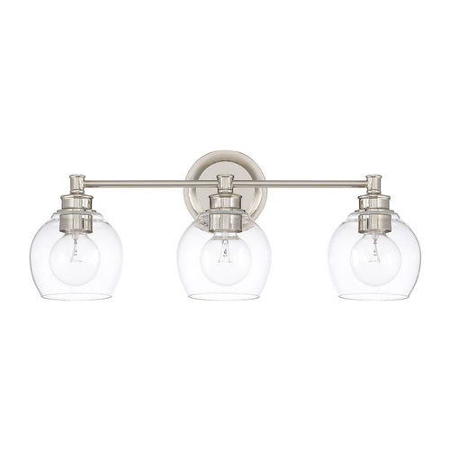 Capital Lighting 121131PN426 Mid-Century 3 Bulb Bathroom Light - Polished Nickel