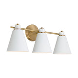Capital Lighting 150131AW Bradley 3 Bulb Bathroom Light - Aged Brass and White
