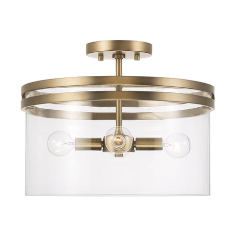 Capital Lighting 248741AD Fuller Semi Flush Mount Ceiling Light - Aged Brass