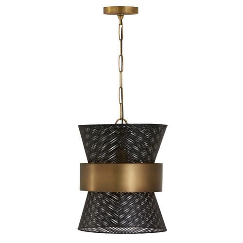 Capital Lighting 330417PK Down Light Pendant - Patinaed Brass / Black