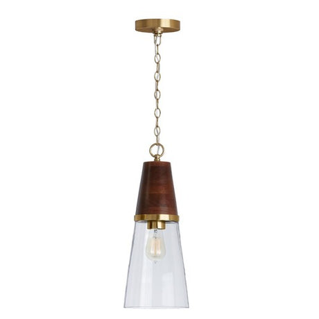 Capital Lighting 333911WR477 Mini Pendant - Wood and Brass