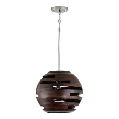 Capital Lighting 339912DN Dalton Down Light Pendant - Dark Wood / Polished Nickel