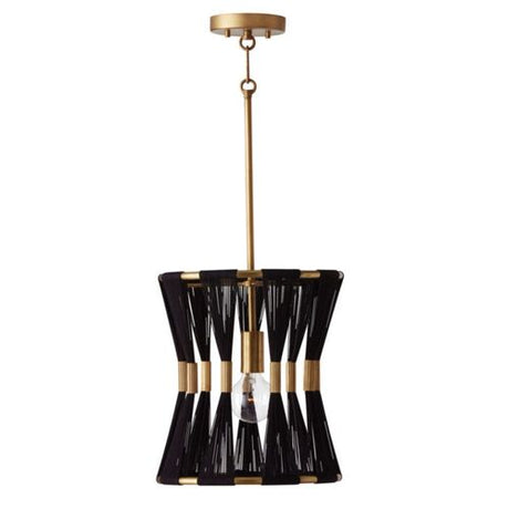 Capital Lighting 341111KP Bianca Entrance / Foyer Pendant - Black Rope / Patinaed Brass
