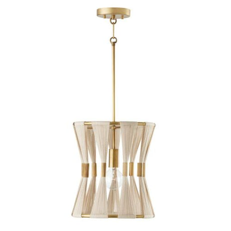 Capital Lighting 341111NP Bianca Entrance / Foyer Pendant - leached Natural Rope / Patinaed Brass