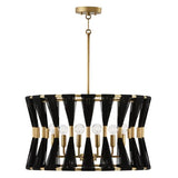Capital Lighting 341161KP Bianca Drum Pendant - Black Rope / Patinaed Brass