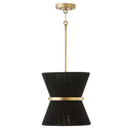 Capital Lighting 341211KP Cecilia Down Light Pendant - Black Rope / Patinaed Brass