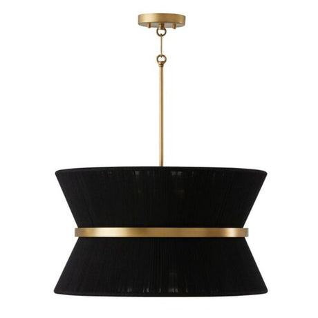 Capital Lighting 341281KP Cecilia Drum Pendant - Black Rope / Patinaed Brass