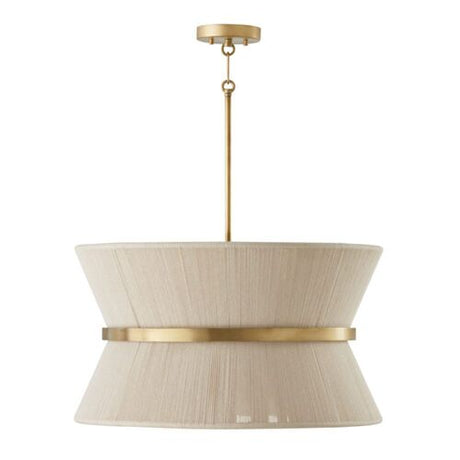 Capital Lighting 341281NP Cecilia Drum Pendant - leached Natural Rope / Patinaed Brass