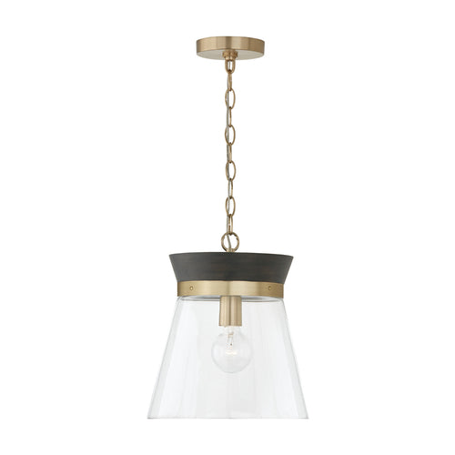 Capital Lighting 347311KR Finn Down Light Pendant - Black Stain and Matte Brass