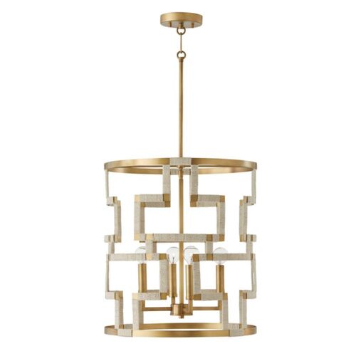 Capital Lighting 541041NL Hala Entrance / Foyer Pendant - Bleached Natural Jute / Patinaed Brass