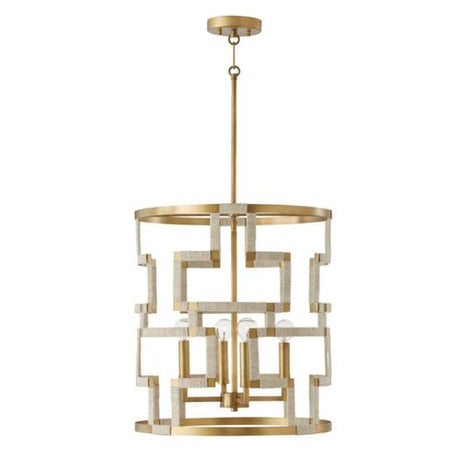 Capital Lighting 541041NL Hala Entrance / Foyer Pendant - Bleached Natural Jute / Patinaed Brass