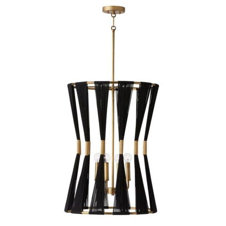 Capital Lighting 541141KP Bianca Entrance / Foyer Pendant - Black Rope / Patinaed Brass