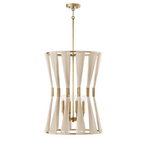 Capital Lighting 541141NP Bianca Entrance / Foyer Pendant - leached Natural Rope / Patinaed Brass