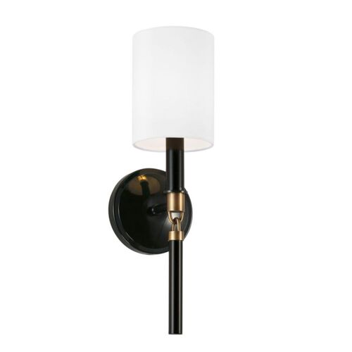 Capital Lighting 641911YA700 Laurent 1 Bulb Wall Sconce - Glossy Black / Aged Brass
