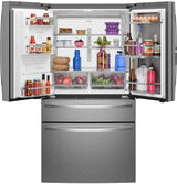 GE Profile 4-door French-door refrigerator open and stocked