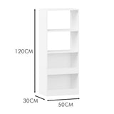 Bookshelf 4 Tier Wall Mounted Bookcase Organizer, Storage Cabinet For Bedroom - White