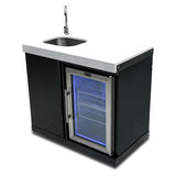 Mont Alpi Beverage Center Cabinet Module W/ Sink & 2.6 Cu. Ft. Outdoor Refrigerator - Black Stainless Steel - MASF-BSS