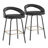 Grotto - Upholstered Fixed-Height Counter Stool - Black Metal