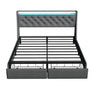 Floating Bed Frame With Rgb LED Light, 2 Storage Drawers & Headboard Shelf