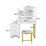 Elegant Makeup Vanity With Led Lights & Power Outlet - White