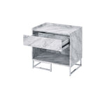Azrael - Accent Table - White Printed Faux Marble & Chrome
