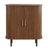 Fluted Wine Bar Cabinet With 8 Grid Wine Rack, 5 Level Adjustable Shelves, 2 Glass Holders