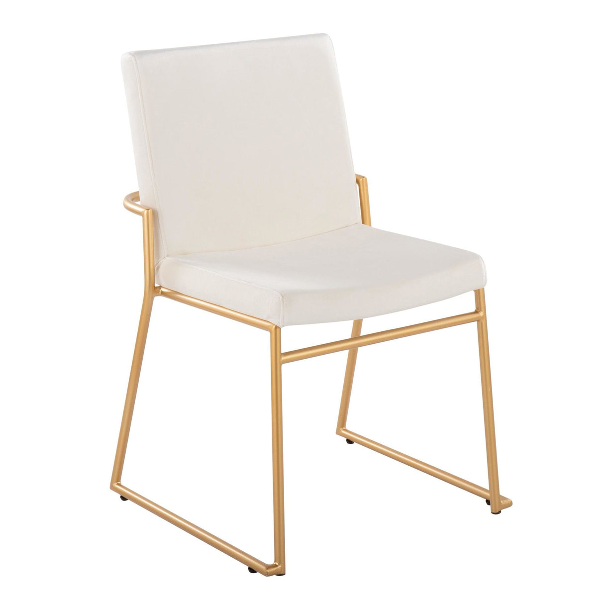 Fuji - Dutchess Contemporary 5 Piece Dining Room Set - Gold Metal, White Marble Tabletop And Cream Velvet