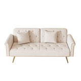 Luxurious Velvet Sofa Bed With Nail Head Trim And Matching Pillow