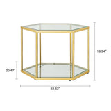 Modern Coffee Table With Double Layer Tempered Glass And Polygonal Design