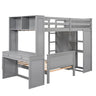 Loft Bed With A Stand Alone Bed, Shelves, Desk, And Wardrobe
