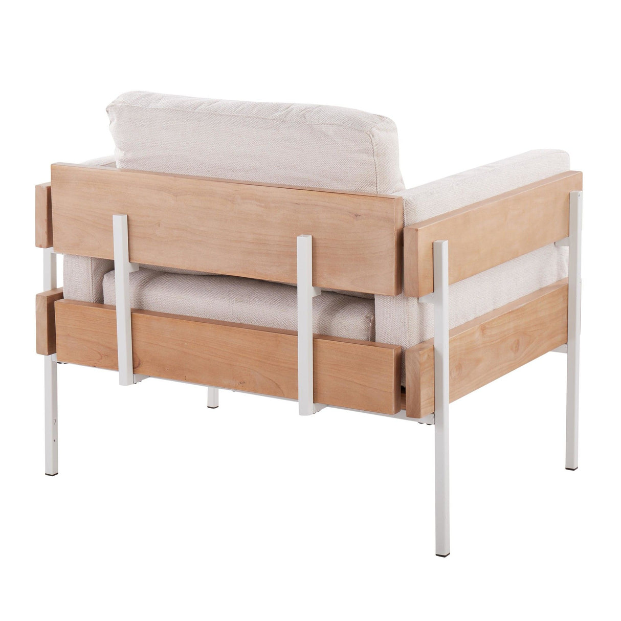 Kari - Farmhouse Accent Chair - White Metal, Natural Wood