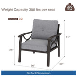All Weather Armchairs With Cushions, Sculptural Design (Set of 2) - Gray / Khaki
