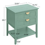 2 Drawer Side Table, American Style, End Table, Suitable For Bedroom, Living Room, Study