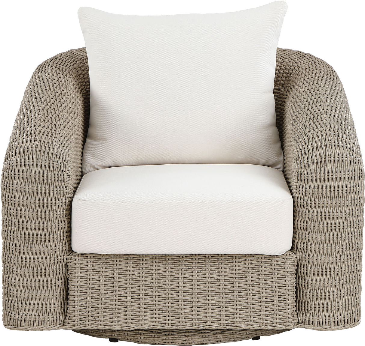 Seacrest - Olefin Water Resistant Fabric And Wicker Outdoor Patio Swivel Chair
