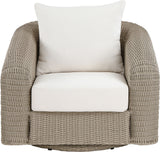 Seacrest - Olefin Water Resistant Fabric And Wicker Outdoor Patio Swivel Chair