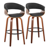 Vintage Mod - Mid Century Modern Fixed Height Barstool With Swivel & Round Footrest (Set of 2)