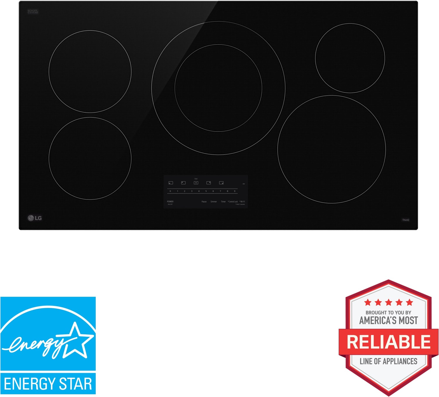LG CBEW3613BE 36 Inch Electric Cooktop front view