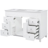 Bathroom Vanity Cabinet Only, 6 Soft Close Drawers & Double Doors With 2 Tier Shelves - White